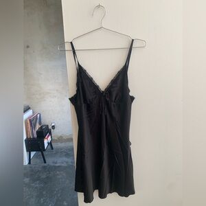 Black cami slip dress with lace